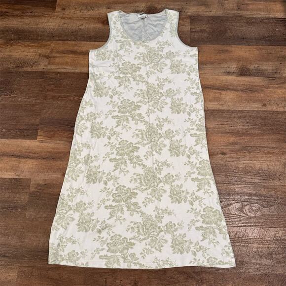 Charter Club 100% Pima Cotton Sleeveless Floral Chemise Nightgown Beige M READ - Picture 1 of 7